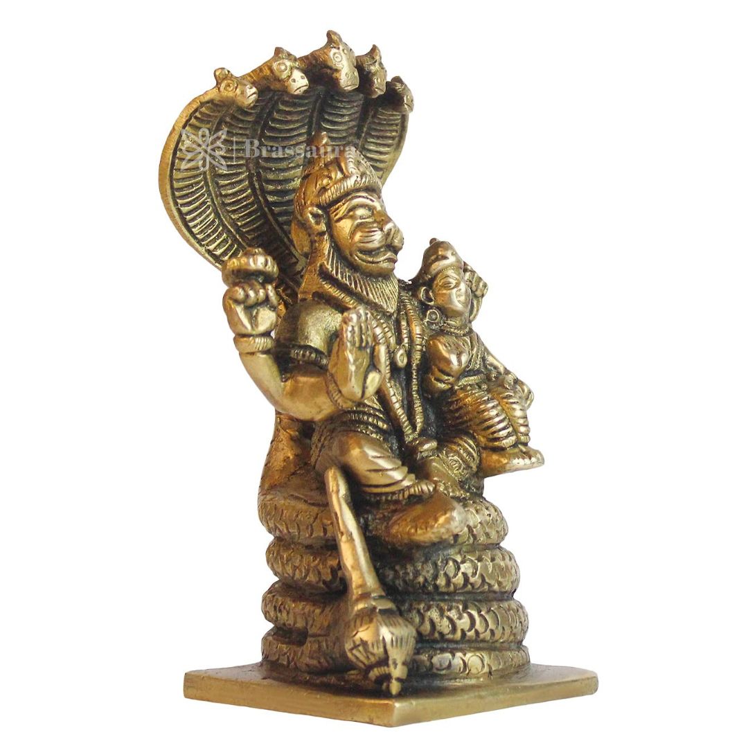 Brass Narasimha Murti for Home and Decor Pooja Room and Temple Height 15 cm and Weight .95 Kg