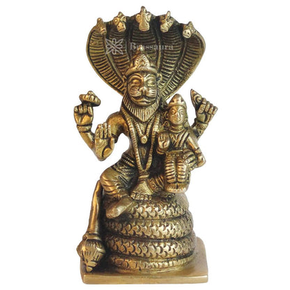 Brass Narasimha Murti for Home and Decor Pooja Room and Temple Height 15 cm and Weight .95 Kg