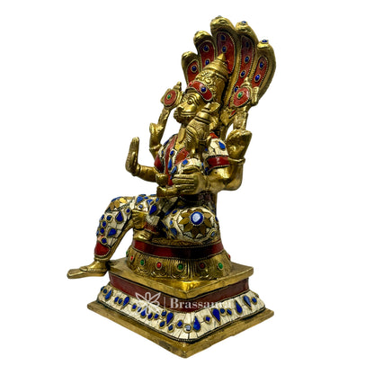 Brass Gem Stone Work Narasimha Murti for Home and Decor Height 31 cm and Weight 6.75 Kg