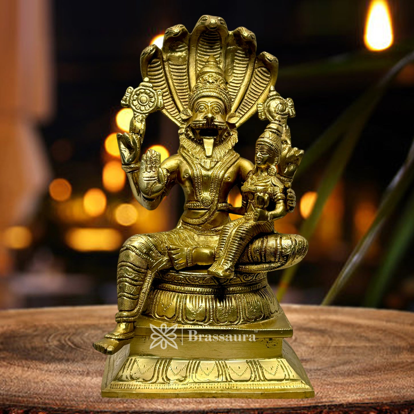 Big Brass Narasimha Murti for Home and Decor Height 31 cm and Weight 6.11 Kg