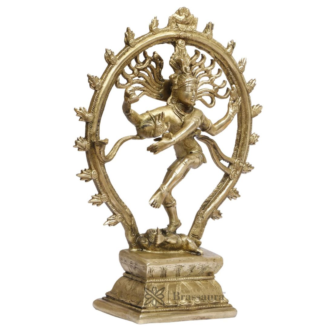 Brass Golden Finish Quality Dancing Natraj God Idols for Home and Decor Brass Weight 3.3 Kg Height 33 cm