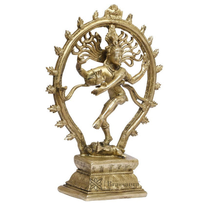 Brass Golden Finish Quality Dancing Natraj God Idols for Home and Decor Brass Weight 3.3 Kg Height 33 cm