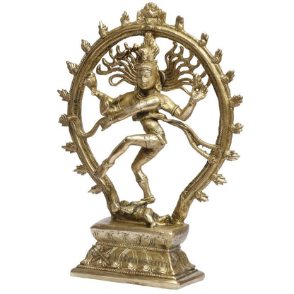 Brass Golden Finish Quality Dancing Natraj God Idols for Home and Decor Brass Weight 3.3 Kg Height 33 cm