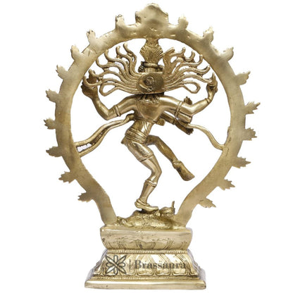 Brass Golden Finish Quality Dancing Natraj God Idols for Home and Decor Brass Weight 3.3 Kg Height 33 cm