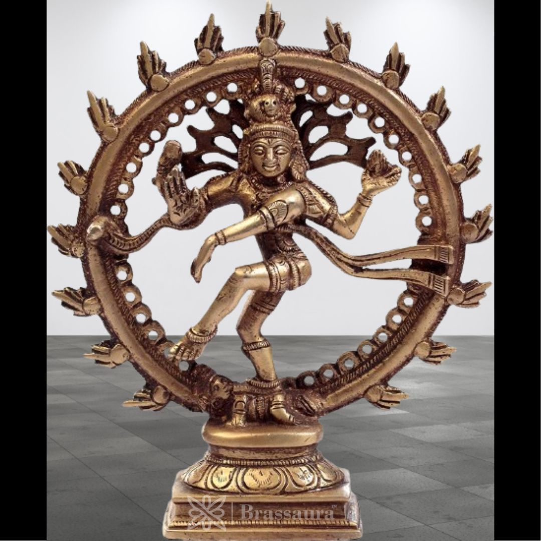 Brass Golden Finish Quality Dancing Natraj God Idols for Home and Decor Weight 550 Grams Height 17 cm