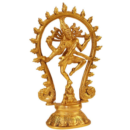 Brass Golden Finish Quality Dancing Natraj God Idols for Home and Decor Weight 1.1 Kg Height 25 cm