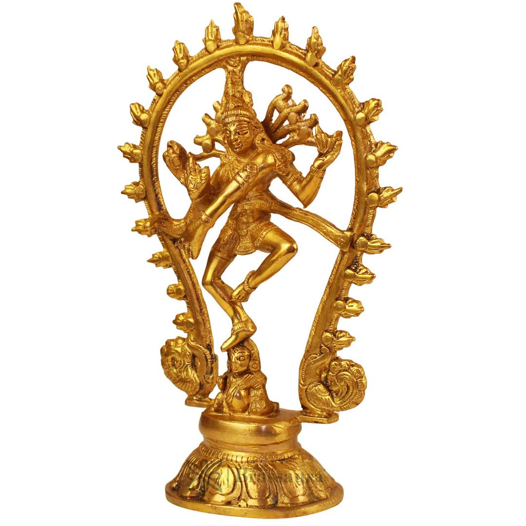 Brass Golden Finish Quality Dancing Natraj God Idols for Home and Decor Weight 1.1 Kg Height 25 cm