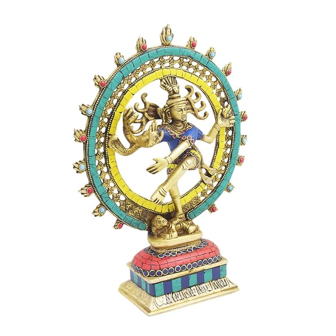 Brass Gem Stone Work Finish Quality Dancing Natraj God Idols for Home and Decor Height 33 cm Weight 2.9 Kg