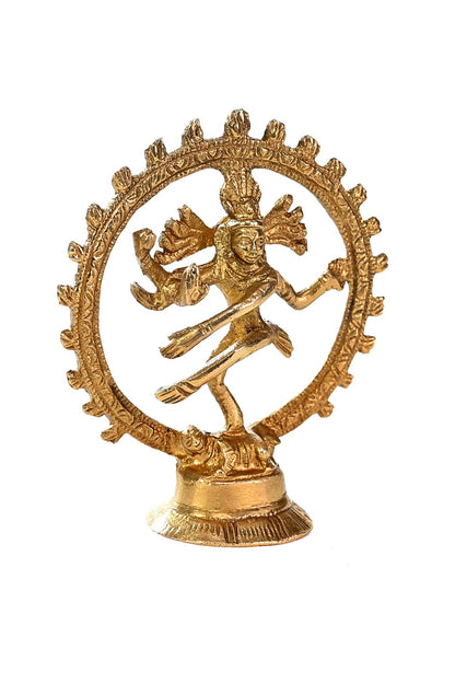 Brass Golden Finish Quality Dancing Natraj God Idols for Home and Decor Pooja Room and Diwali Navratri Festival Gifts Height 13 cm Weight 120 Gram