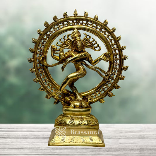 Brass Golden Finish Quality Dancing Natraj God Idols for Home and Decor Pooja Room Height 34 cm Weight 4.4 Kg