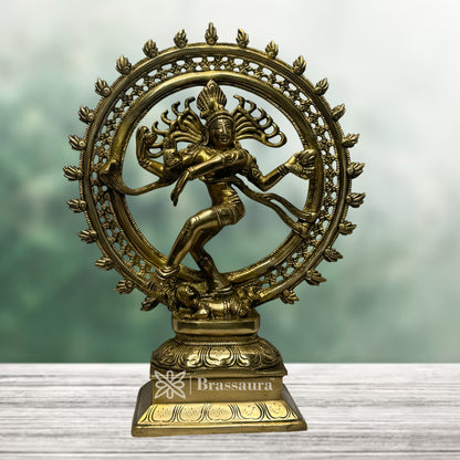 Brass Golden Finish Quality Dancing Natraj God Idols for Home and Decor Pooja Room Height 34 cm Weight 4.4 Kg