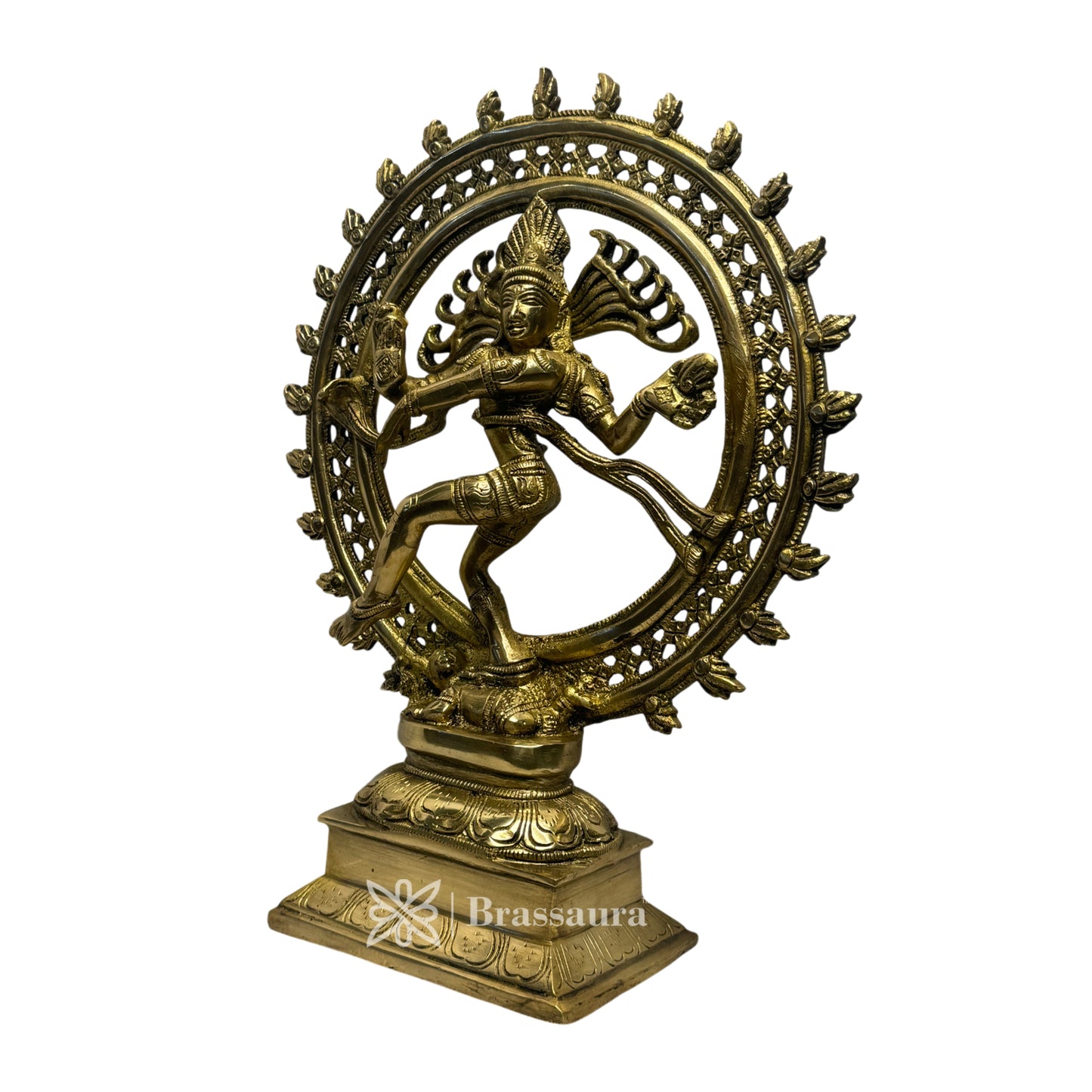 Brass Golden Finish Quality Dancing Natraj God Idols for Home and Decor Pooja Room Height 34 cm Weight 4.4 Kg