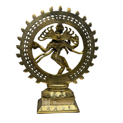 Brass Golden Finish Quality Dancing Natraj God Idols for Home and Decor Pooja Room Height 34 cm Weight 4.4 Kg