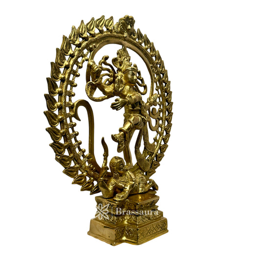 Brassaura™ Golden Finish Dancing Nataraj Idol | Brass Craftsmanship | Height 16.5 Inches & Weight 6.3 kgs