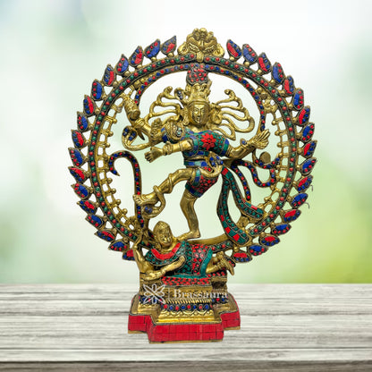 Big Brass Golden Finish Quality Dancing Natraj God Idols for Home and Decor Height 42 cm Weight 6.3 Kg