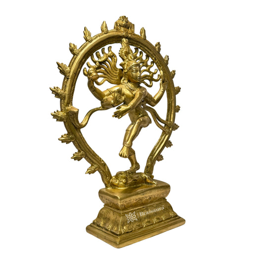 Brassaura™ Golden Finish Dancing Nataraj Brass Idol | Height 13 Inches & Weight 3.3 kgs