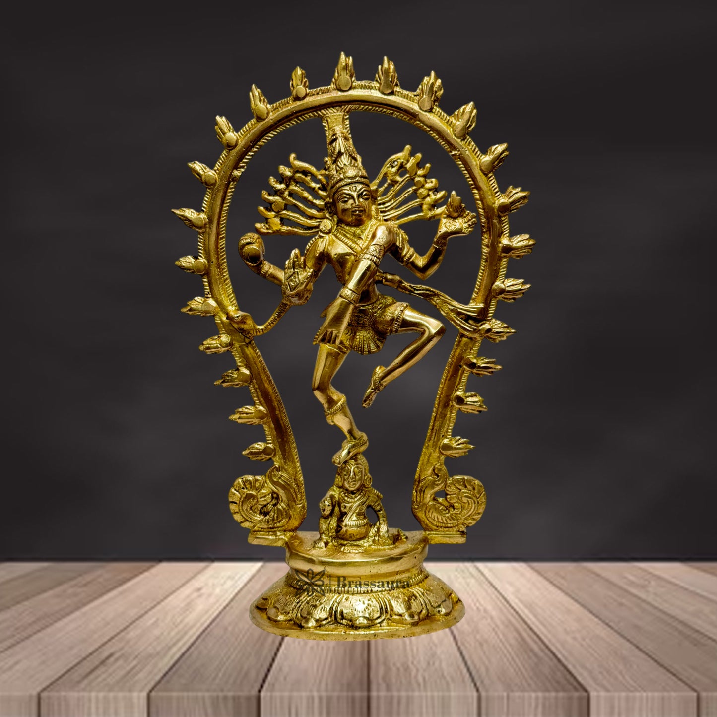 Brass Golden Finish Quality Dancing Natraj God Idols for Home and Decor Weight 1.1 Kg Height 25 cm