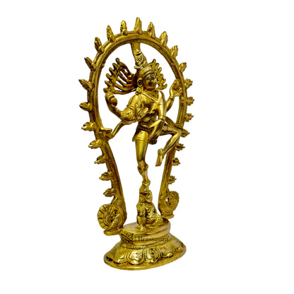 Brass Golden Finish Quality Dancing Natraj God Idols for Home and Decor Weight 1.1 Kg Height 25 cm