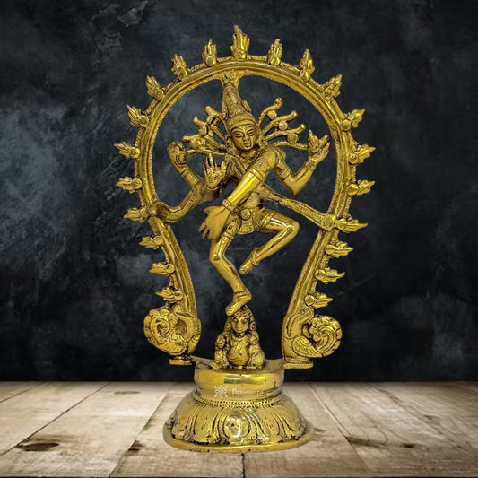 Brass Golden Finish Quality Dancing Natraj God Idols for Home and Decor Weight .950 Kg Height 21 cm