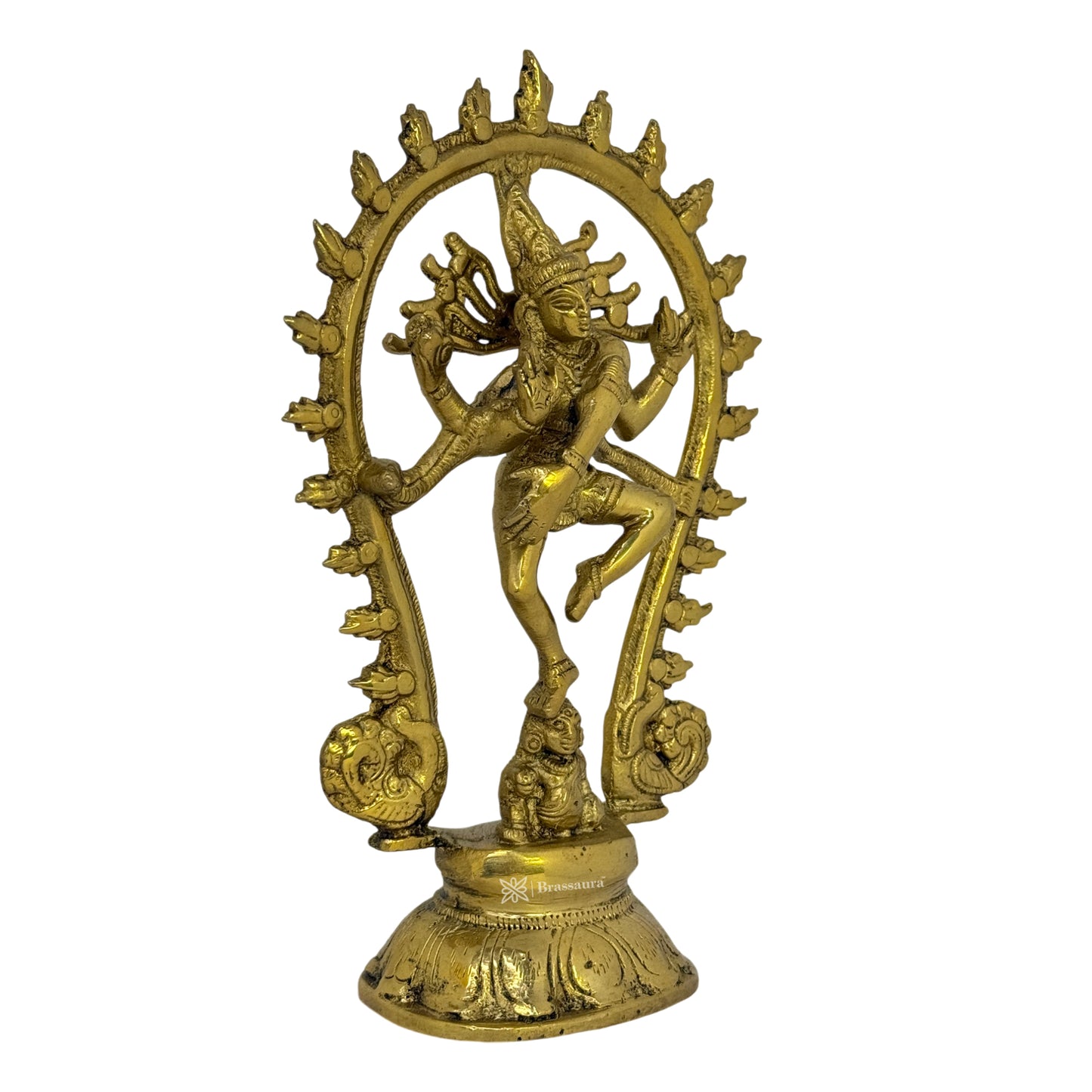 Brass Golden Finish Quality Dancing Natraj God Idols for Home and Decor Weight .950 Kg Height 21 cm