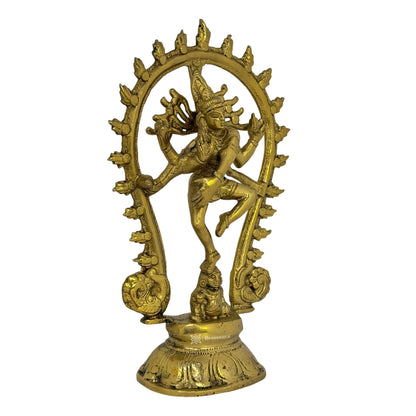 Brass Golden Finish Quality Dancing Natraj God Idols for Home and Decor Weight .950 Kg Height 21 cm