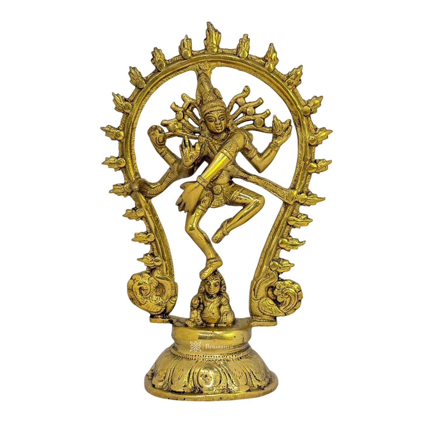 Brass Golden Finish Quality Dancing Natraj God Idols for Home and Decor Weight .950 Kg Height 21 cm