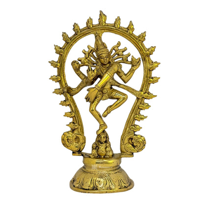 Brass Golden Finish Quality Dancing Natraj God Idols for Home and Decor Weight .950 Kg Height 21 cm