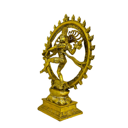 Brass Big Size Golden Finish Quality Dancing Natraj God Idols for Home and Decor Weight 3.6 Kg Height 33 cm