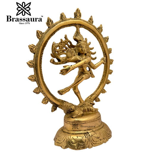 Brassaura™ Brass Nataraj Statue | Height 9.5 Inches & Weight 1.7 Kgs