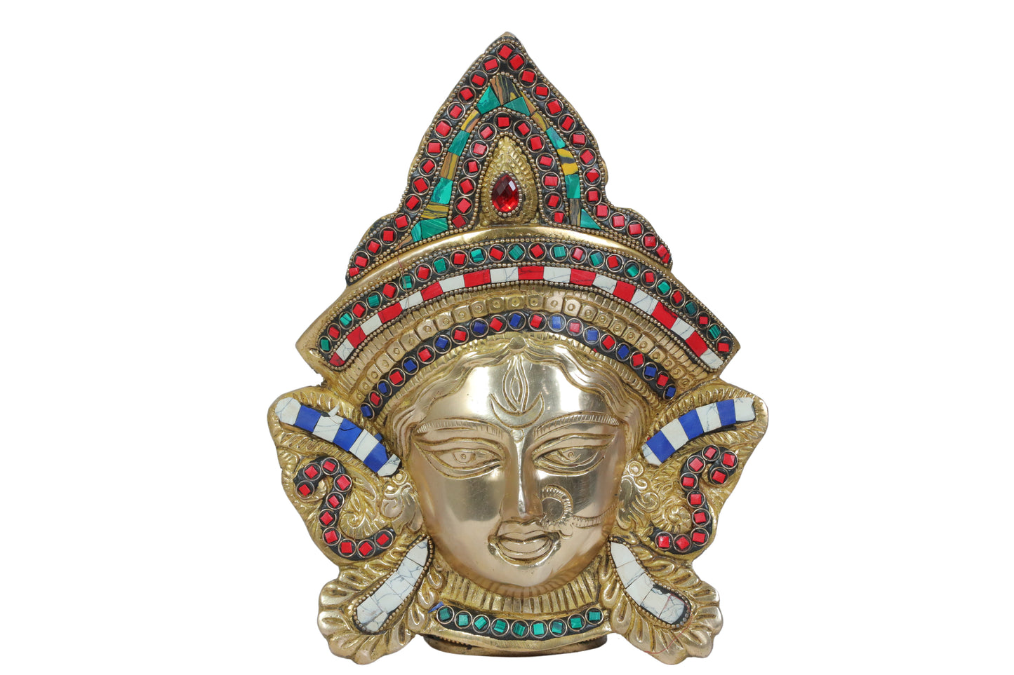 Brass Gem Stone Work Parvati Brass god Idol for Wall Hanging Weight 1.38 Kg Height 28 cm