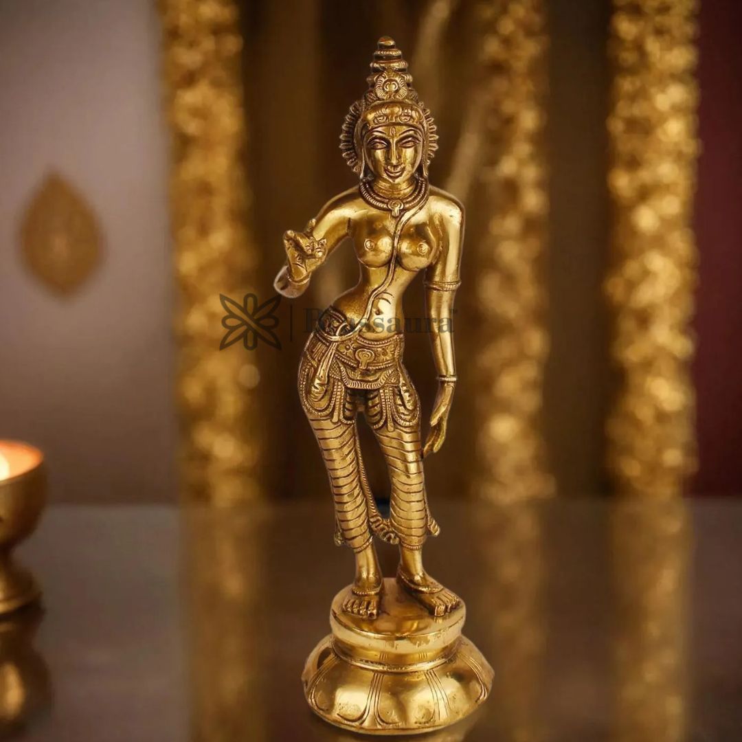 Brass Uma Devi Parvati MATA Murti for Home and Decor Show Piece for Living Room Height 28 cm Weight 1.7 Kg