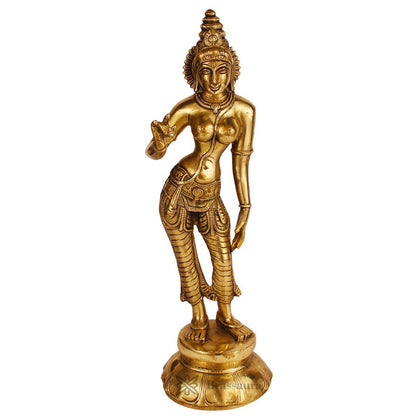 Brass Uma Devi Parvati MATA Murti for Home and Decor Show Piece for Living Room Height 28 cm Weight 1.7 Kg