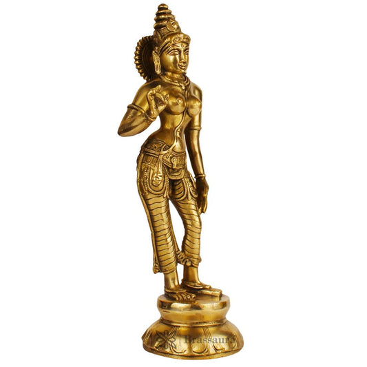 Brassaura™ Brass Uma Devi Parvati Murti | Handcrafted Goddess Statue | Height 11 Inches (28 cm) & Weight 1.7 Kgs