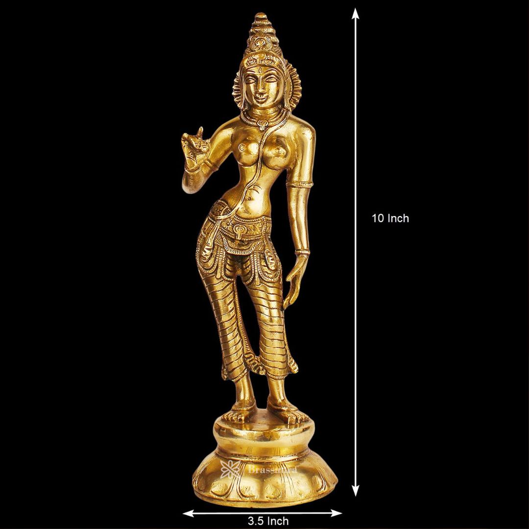 Brass Uma Devi Parvati MATA Murti for Home and Decor Show Piece for Living Room Height 28 cm Weight 1.7 Kg