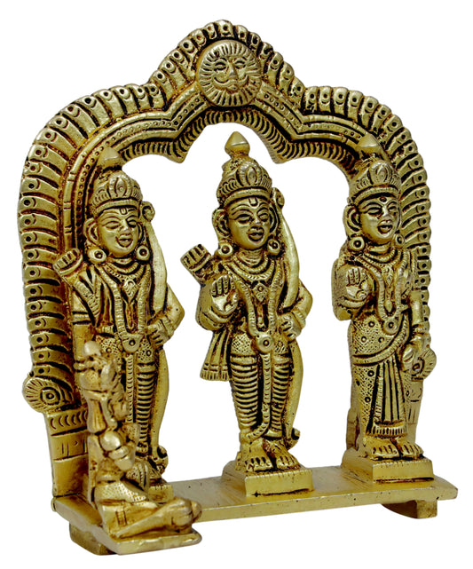 Brassaura™ Brass Ram Darbar Idol – Height 8 Inches & Weight 0.96 Kgs | Traditional Craftsmanship for Pooja & Meditation
