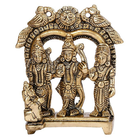 Ram Darbar with Sita Laxman Hanuman Idol Statue Golden Color Murti for Home Decor Mandir Temple Height 12 cm Weight 270 Gram