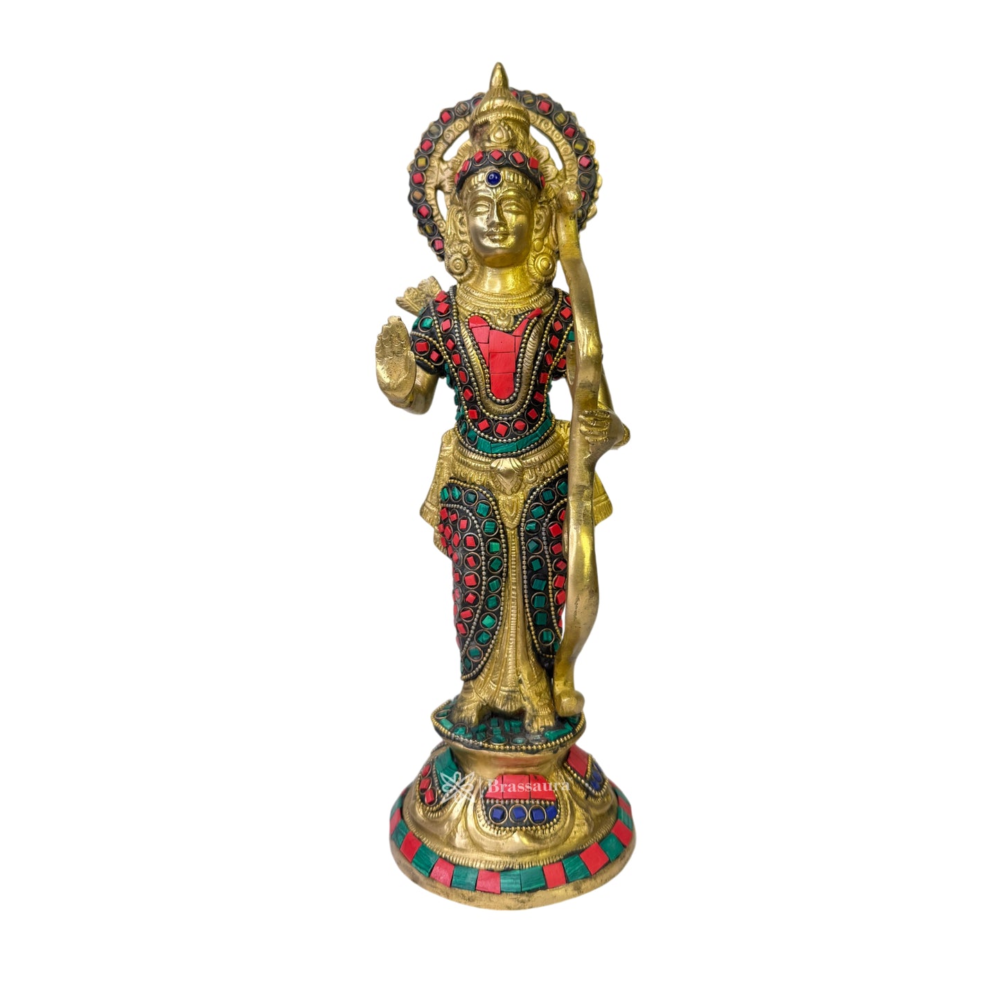 Brass Gem Stone Ram Darbar Murti for Home Height 33 cm Weight 10.04 Kg