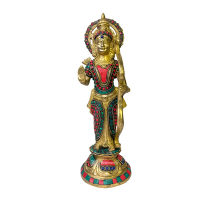 Brass Gem Stone Ram Darbar Murti for Home Height 33 cm Weight 10.04 Kg