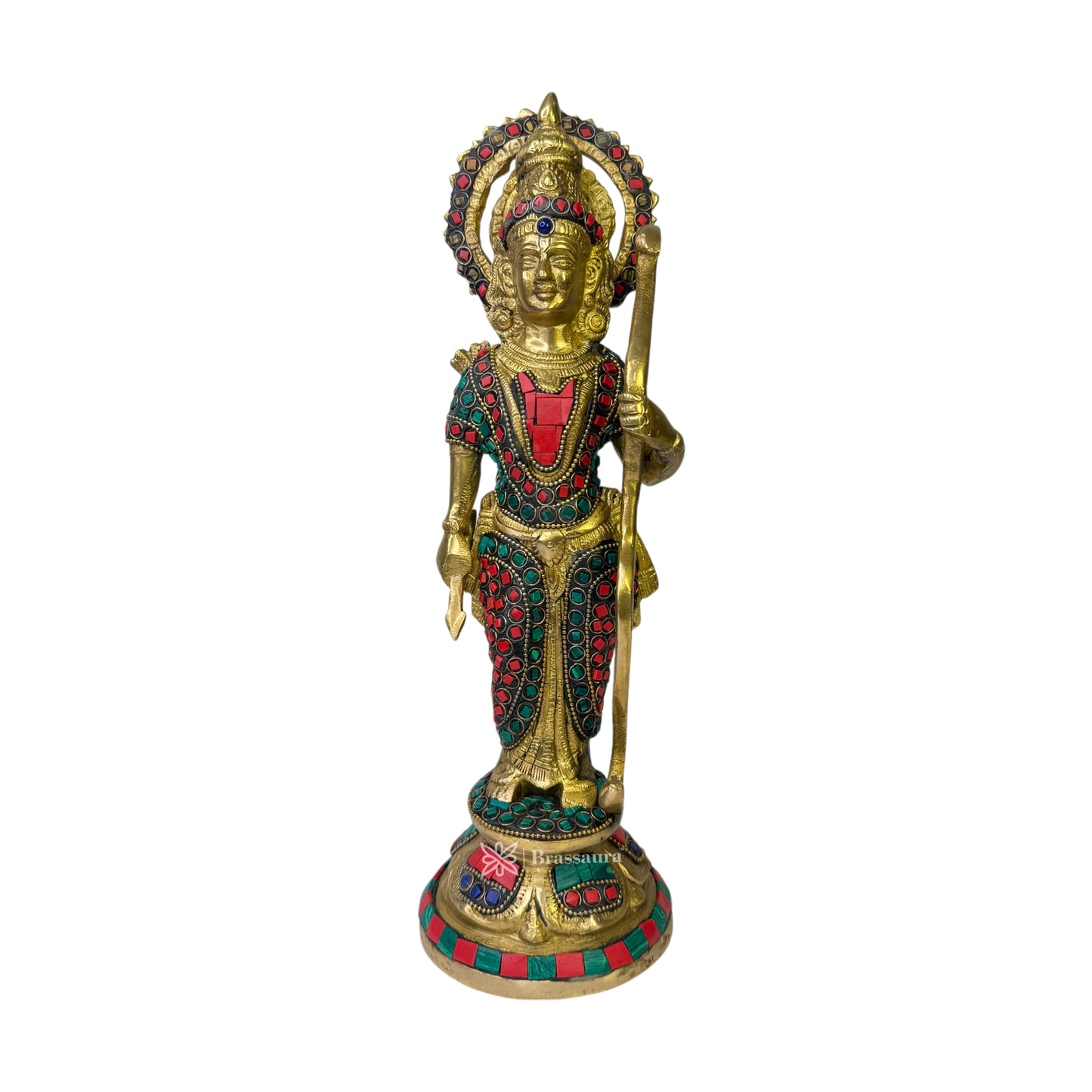 Brass Gem Stone Ram Darbar Murti for Home Height 33 cm Weight 10.04 Kg