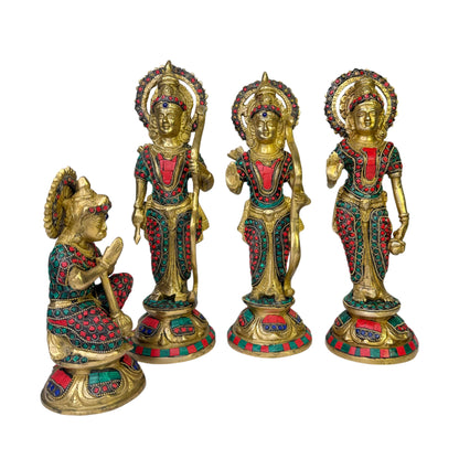 Brass Gem Stone Ram Darbar Murti for Home Height 33 cm Weight 10.04 Kg