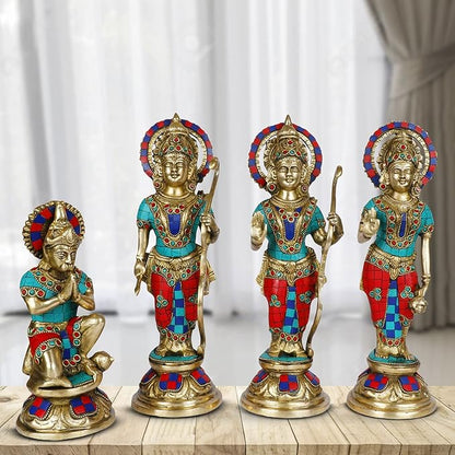 Brass Gem Stone Ram Darbar Murti for Home Height 33 cm Weight 10.04 Kg