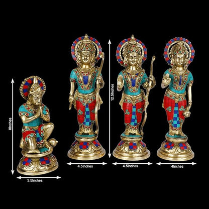 Brass Gem Stone Ram Darbar Murti for Home Height 33 cm Weight 10.04 Kg