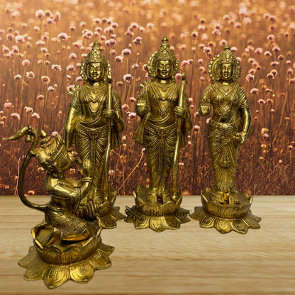 Brass Ram Darbar Murti for Home Bhagwan Ram Darbar with Sita Laxman Hanuman Idol Statue Large Size Height 37 cm Weight 18 Kg