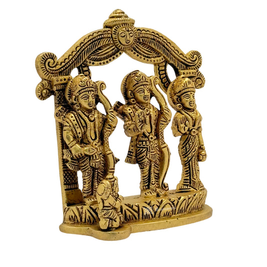 Brassaura™ Brass Ram Darbar Idol – Height 5 Inches & Weight 0.79 Kgs | Regal Brass Sculpture for Spiritual Décor