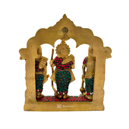 Brass Gem Stone Work Ram Darbar Murti for Home Bhagwan Ram Darbar with Sita Laxman Hanuman Height 23 cm Weight 4.1 Kg