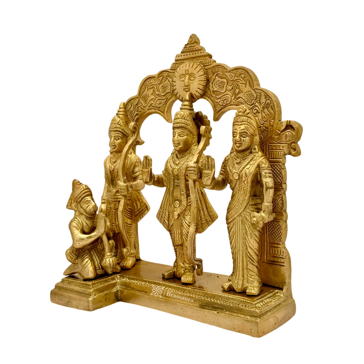 Brass Ram Darbar Murti for Home Bhagwan Ram Darbar with Sita Laxman Hanuman Idol Height 23 cm Weight 4.1 Kg