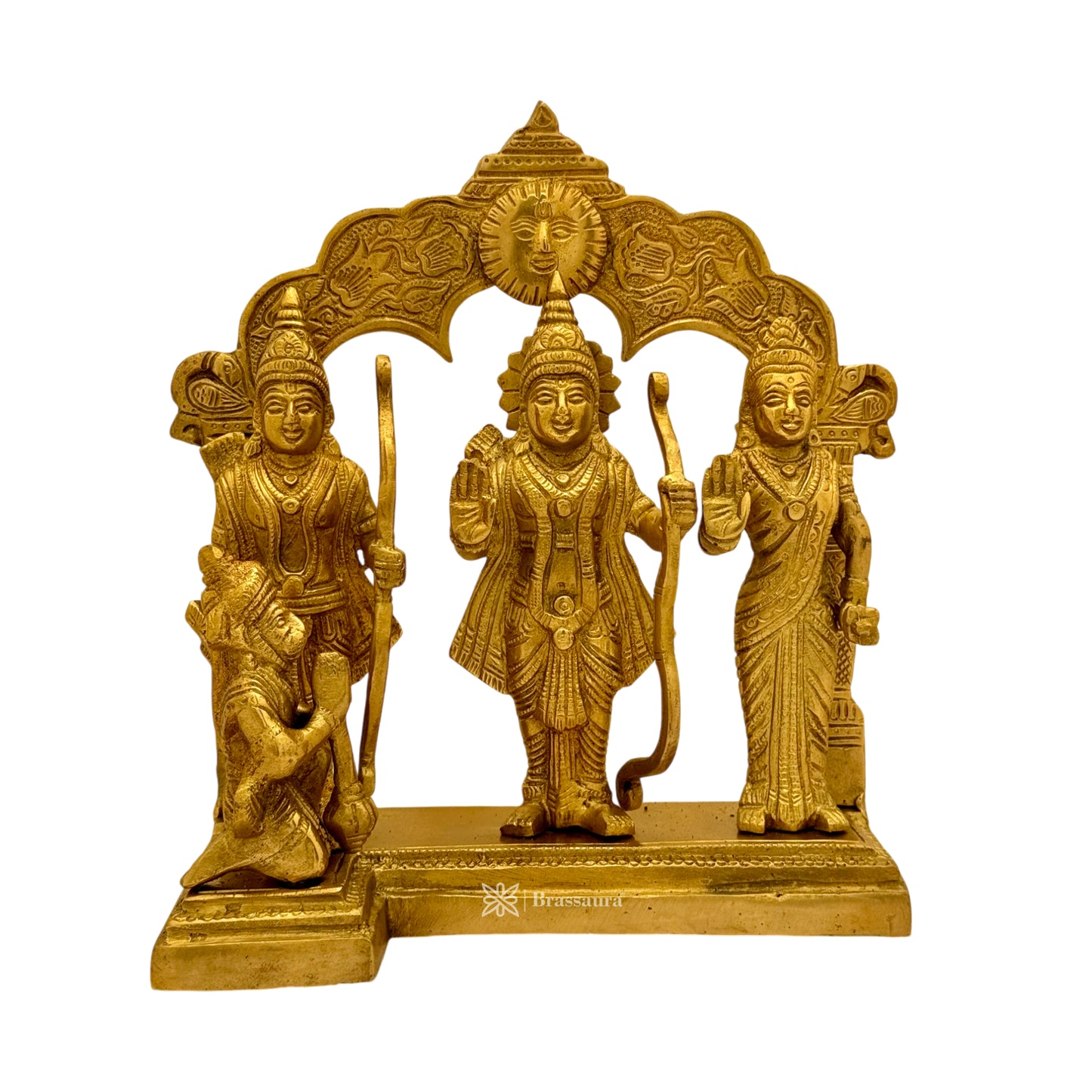 Brass Ram Darbar Murti for Home Bhagwan Ram Darbar with Sita Laxman Hanuman Idol Height 23 cm Weight 4.1 Kg