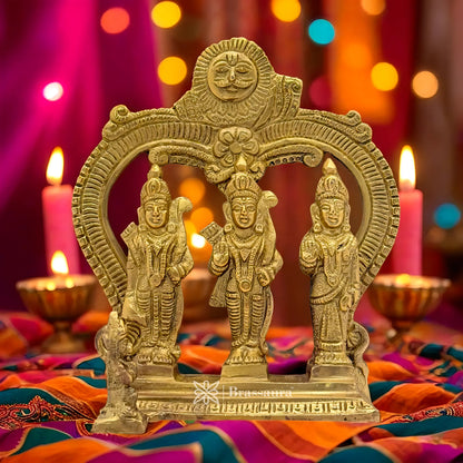 Brassaura™ Brass Ram Darbar Idol – Height 7 Inches & Weight 1.1 Kgs | Handcrafted Vedic Sculpture for Sacred Spaces