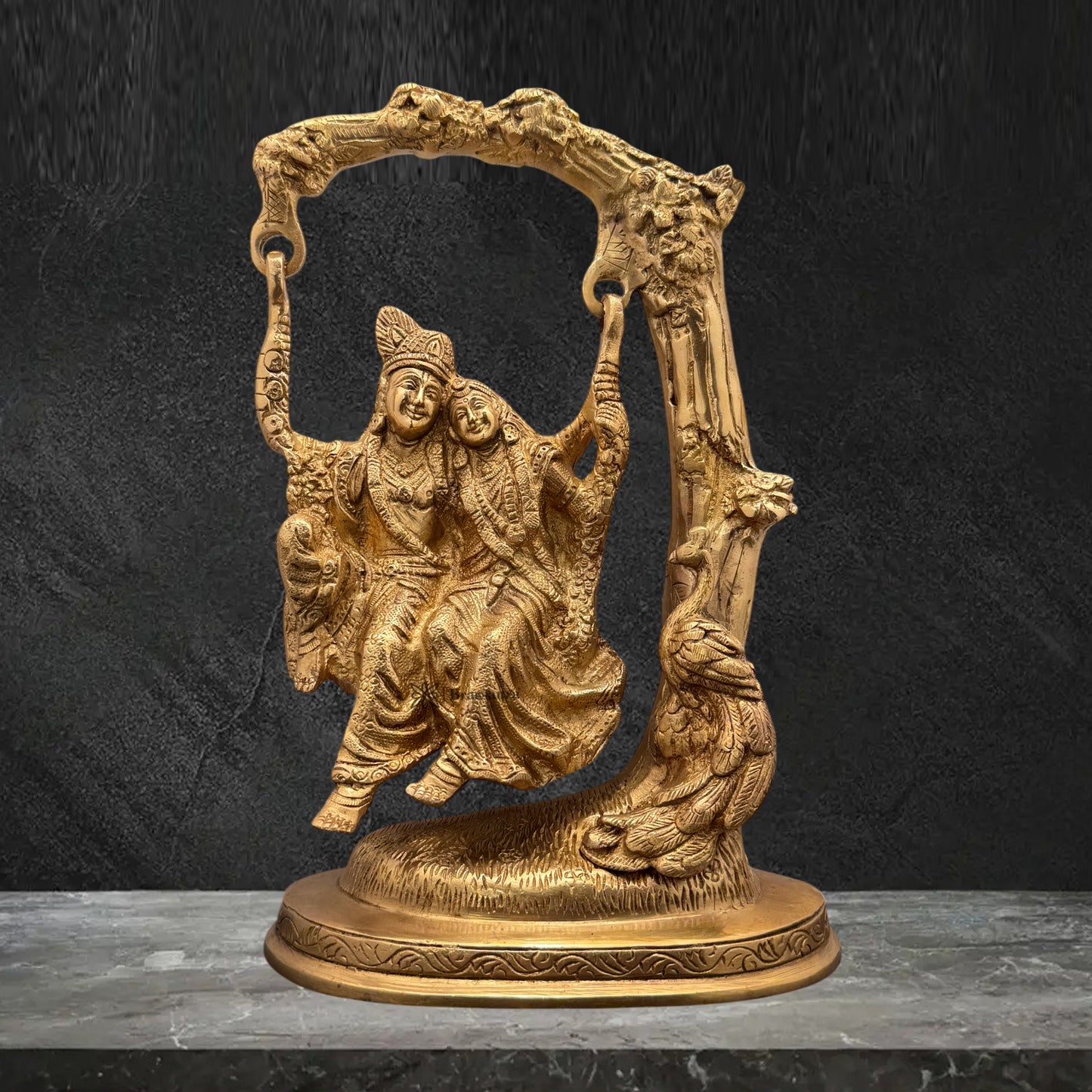 Brass Radha Krishna Murti for Home and Decor Show Piece for Living Room Height 20 cm Weight 1.2 Kg