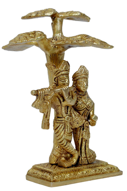 Brass Radha Krishna Murti Quality Kanhaiya with Flute for Home Office Decor Weight 0.65 Kg Height 18 cm